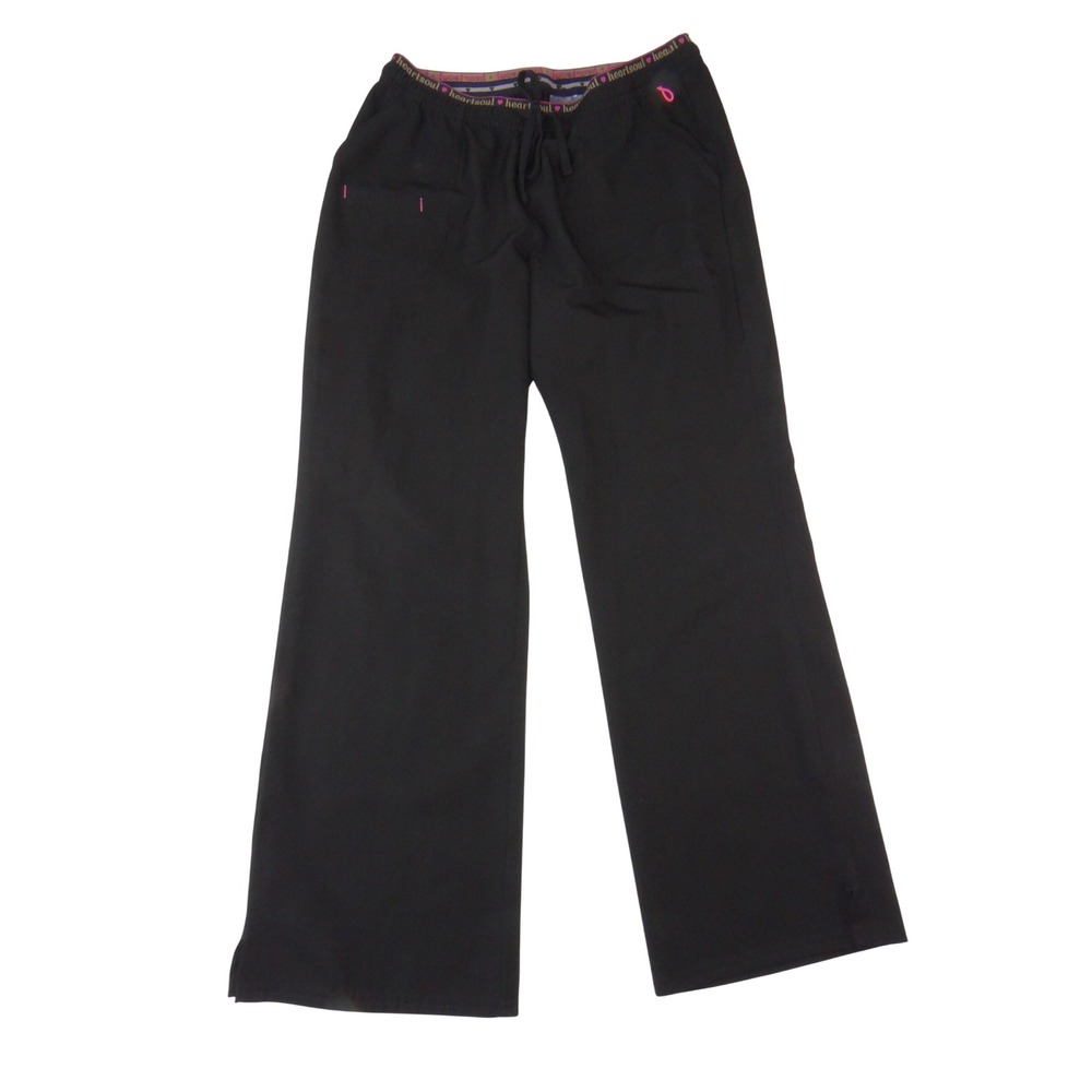 HeartSoul Break On Through Black Petite Flare Leg Scrub Pants 20110P Womens M